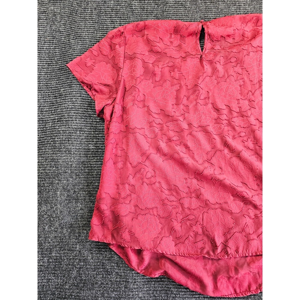 Torrid Blouse Top Womens 2 Maroon Sheer Floral Lace Overlay Keyhole Back Party - Picture 9 of 15